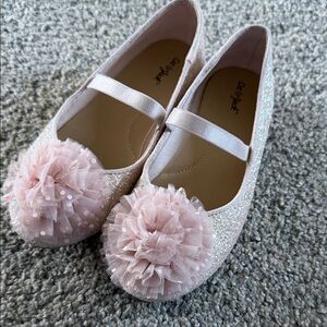 Cat & Jack Pink Sparkle Dress Shoes with Pom Pom